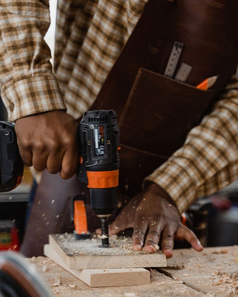 Craftsman at work on a woodworking project