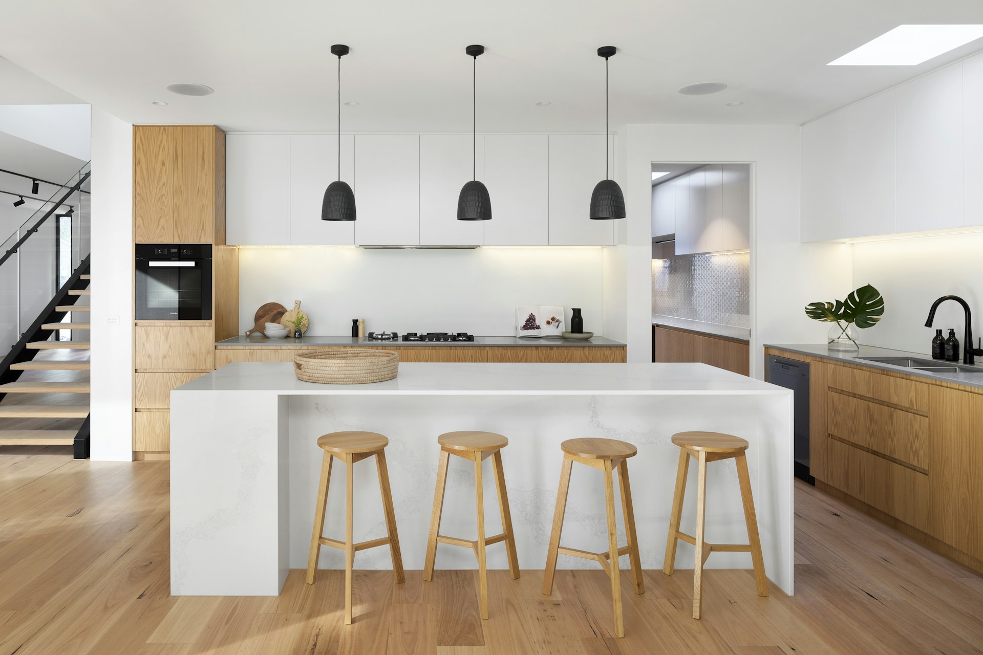 Modern white kitchen remodel with island